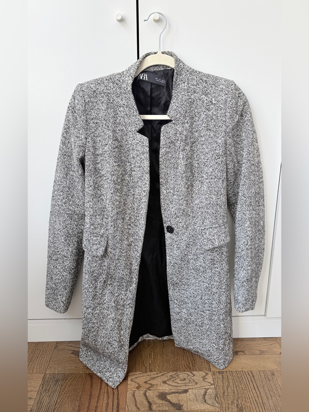 ZARA Gray Herringbone Trench Coat